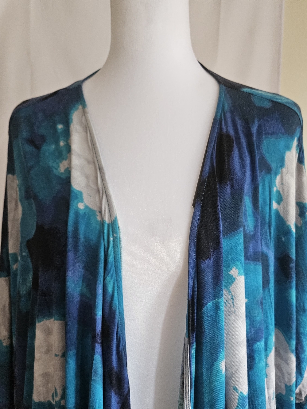 Victor Alfaro NWT Blue Watercolor Kimono Cardigan L - Picture 8 of 13